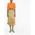 GANNI floral-print A-line skirt - Orange