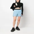 MSGM stretch-wool logo-waistband shorts - Blue