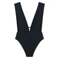 Jimmy Choo Kosma monogram V-neck swimsuit - Black