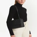 Tory Burch leather logo-embossed shoulder bag - Black