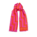 Jimmy Choo Teia abstract-print scarf - Pink