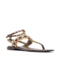 Ash bead-embellished leather sandals - Brown