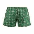 PENINSULA SWIMWEAR geometric-print drawstring-waist swim shorts - Green