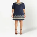 ETRO embroidered-design short-sleeve dress - Blue