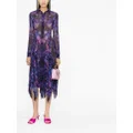 Versace Orchid Barocco-print pleated shirtdress - Black