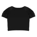 Monnalisa rhinestone embellished short-sleeve top - Black