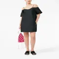 GANNI plain cold-shoulder mini dress - Black