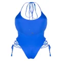 The Attico side-tie open-back swimsuit - Blue