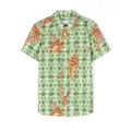 Roberto Cavalli Junior monogram tiger-print shirt - Green