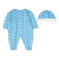 Versace Kids logo-print pajama and beanie set - Blue