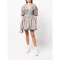Ulla Johnson marbled puff-sleeve ruched dress - Grey