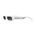 Dolce & Gabbana Eyewear rectangular-frame logo-print sunglasses - White