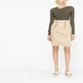 Balmain button-embellished tweed skirt - Neutrals