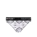 Philipp Plein rhinestone logo-waistband briefs - White