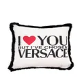 Versace I Love You But print cushion - White