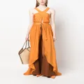 Alberta Ferretti long draped silk top - Orange