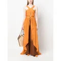 Alberta Ferretti long draped silk top - Orange
