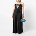 Michelle Mason lace-inset gown long sleeveless dress - Black