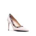 Love Moschino logo tape-trimmed leather pumps - Pink