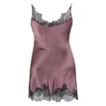 Carine Gilson silk lace-trim slip dress - Purple