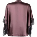 Carine Gilson silk lace-trim robe - Purple