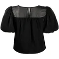 DKNY ruched-detail short-sleeves blouse - Black