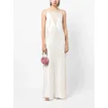 Michelle Mason lace-inset gown long sleeveless dress - White