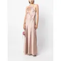 Michelle Mason lace-inset gown long sleeveless dress - Pink