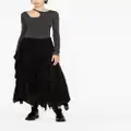 Yohji Yamamoto asymmetric tiered cotton midi skirt - Black