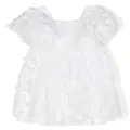 Tartine Et Chocolat floral-embroidered tulle dress - White