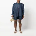 Kiton contrasting drawstring-fastening linen shorts - Blue