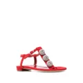 Manolo Blahnik crystal-embellished flat sandals - Red