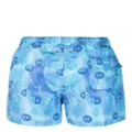 Kiton graphic-print swim shorts - Blue