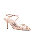 Manolo Blahnik 100mm metallic-effect leather sandals - Pink