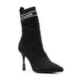 Balmain intarsia-knit 100mm ankle boots - Black