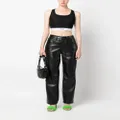 MSGM chantilly-lace cropped tank top - Black