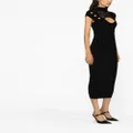 Balmain button-embellished cutout open-knit midi dress - Black