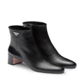 Prada logo-plaque leather ankle boots - Black