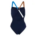 Tory Burch logo-detail colorblocked swimsuit - Blue