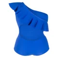 ISABEL MARANT ruffle-trim one-shoulder swimsuit - Blue
