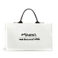 Marni logo-print shoulder bag - White