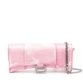 Balenciaga Hourglass denim chain wallet bag - Pink