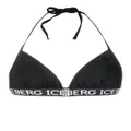 Iceberg logo-tape halterneck bikini top - Black