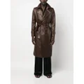 Saint Laurent polished-finish double-breasted coat - Brown