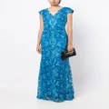 Tadashi Shoji embroidered V-neck gown - Blue