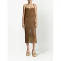 Proenza Schouler lacquered fringe-detail knitted dress - Brown