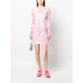 MSGM tie-dye ruched short dress - Pink
