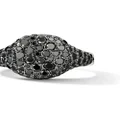 David Yurman 18kt white gold mini Chevron Pavé black diamond pinky ring - Silver