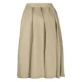 Auralee box-pleated knitted cotton skirt - Green