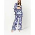 Dolce & Gabbana Majolica-print silk pajama shirt - Blue